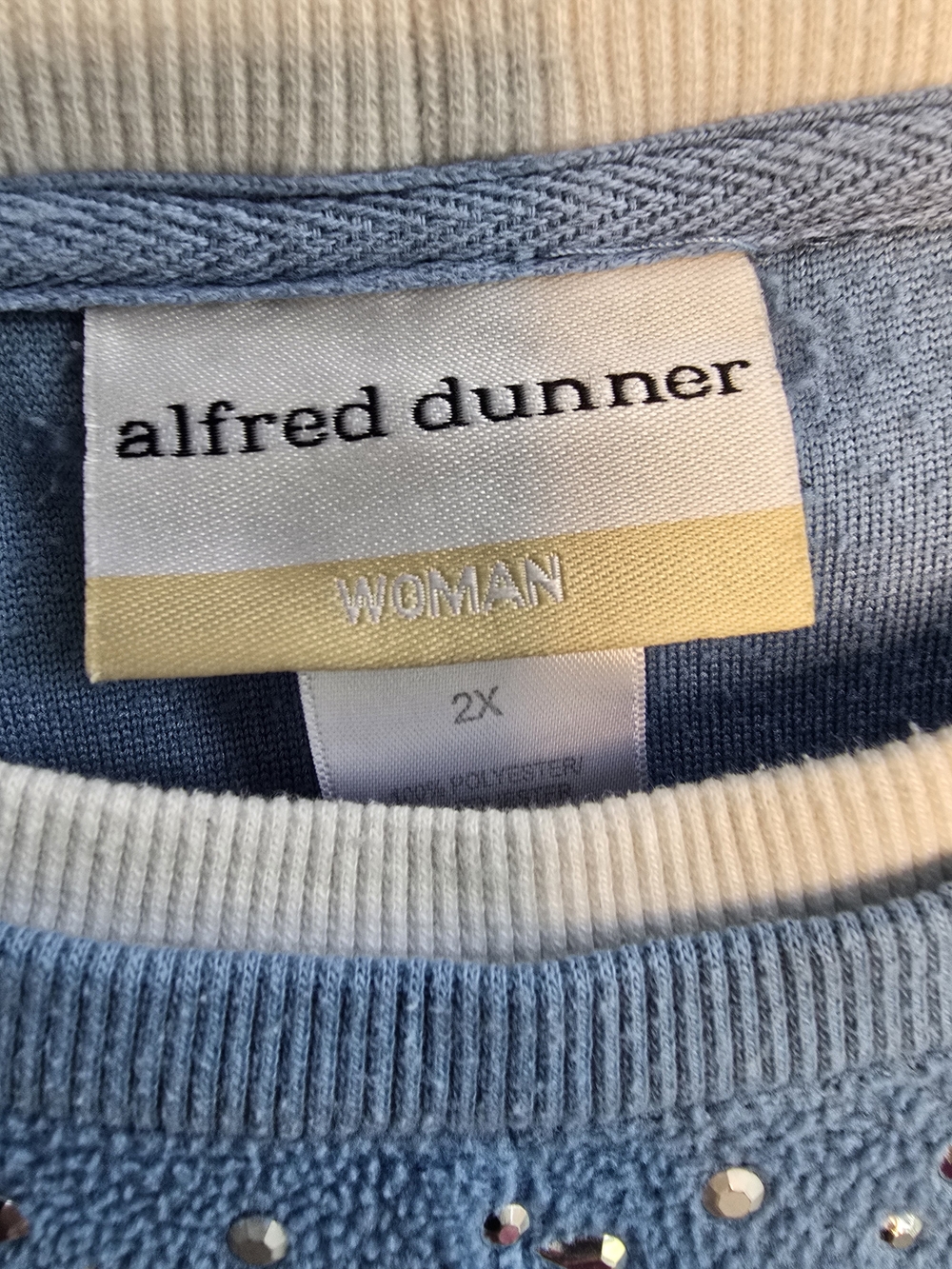 Alfred Dunner Women’s Light Blue Embellished Sweatshirt